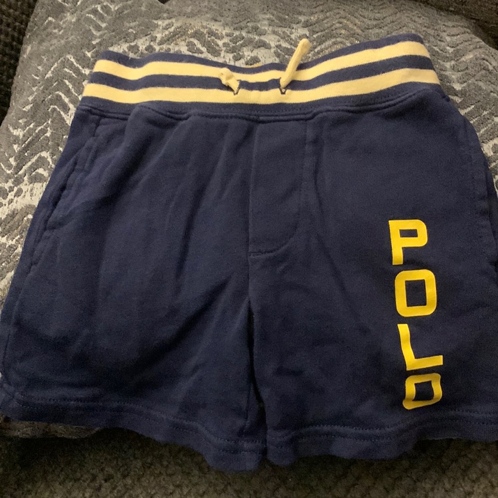 Boys polo shorts size 2t worn navy and yellow